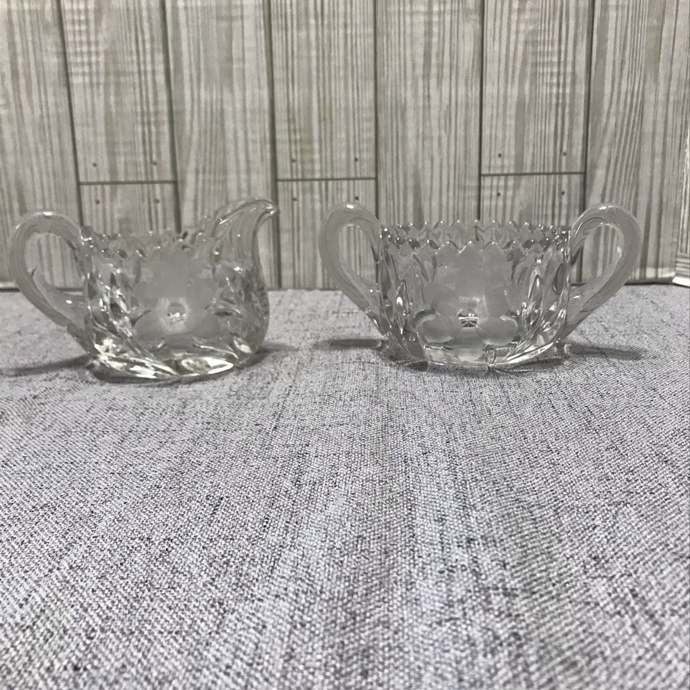 Vintage Cut glass Creamer and open Sugar Bowl set